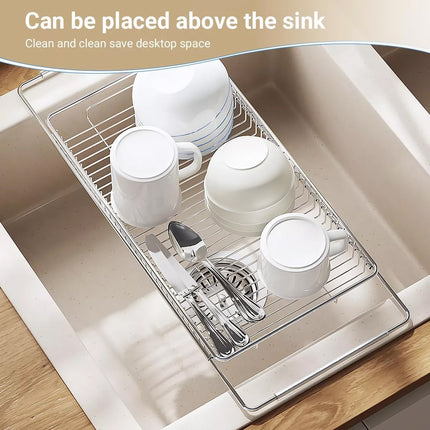 Sink Drain Basket Retractable Stainless Steel Dish Rack Kitchen Storage Filter