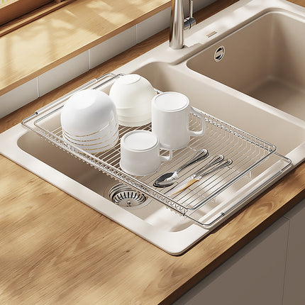 Sink Drain Basket Retractable Stainless Steel Dish Rack Kitchen Storage Filter