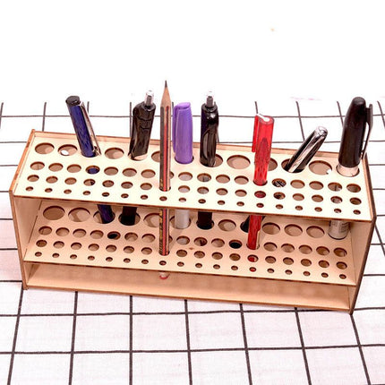 Wooden Pen Holder Storage Organizer Shelf for Desk Office Stationery Supplies