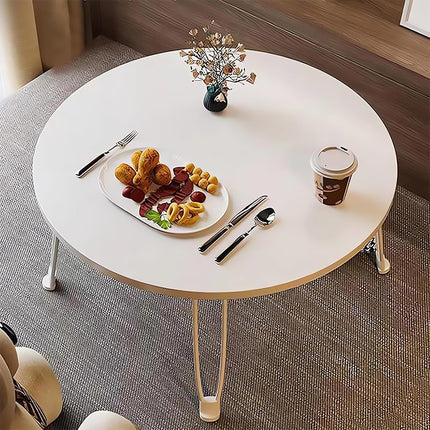 Foldable Small Coffee Table Round Bed Desk Balcony Bay Window Computer Table