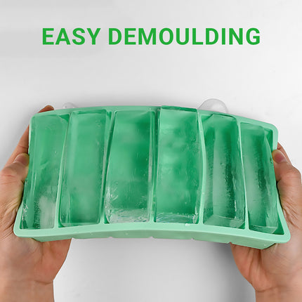 Ice Cube Tray Moulds 6 Slots Rectangular with Lids Silicone Butter Freezer Storage