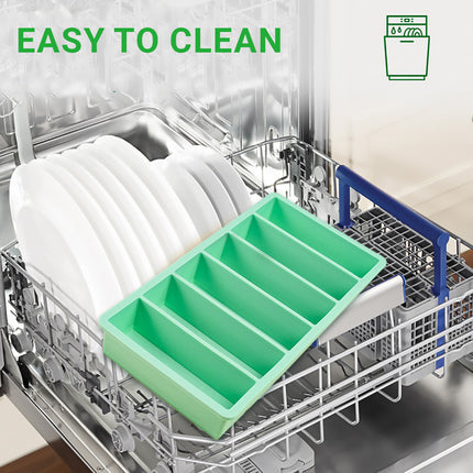 Ice Cube Tray Moulds 6 Slots Rectangular with Lids Silicone Butter Freezer Storage