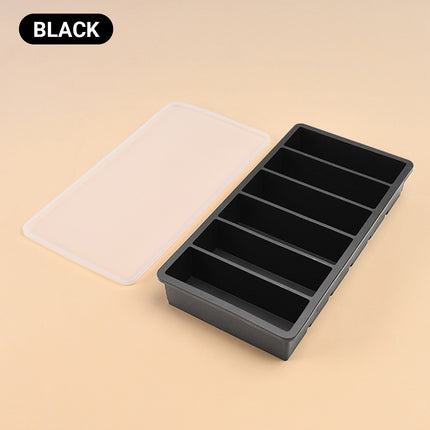 Ice Cube Tray Moulds 6 Slots Rectangular with Lids Silicone Butter Freezer Storage