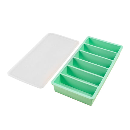 Ice Cube Tray Moulds 6 Slots Rectangular with Lids Silicone Butter Freezer Storage