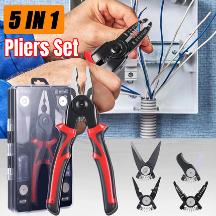 5in1 Multifunctional Pliers Set Replaceable Head Durable Precision Cutting Tool