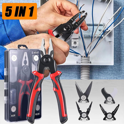 5in1 Multifunctional Pliers Set Replaceable Head Durable Precision Cutting Tool
