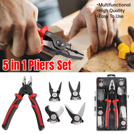 5in1 Multifunctional Pliers Set Replaceable Head Durable Precision Cutting Tool