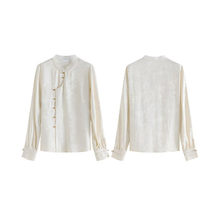 New Chinese Style Guofeng Long Sleeve Shirt Women Elegant Top Fashion Blouse - Aimall