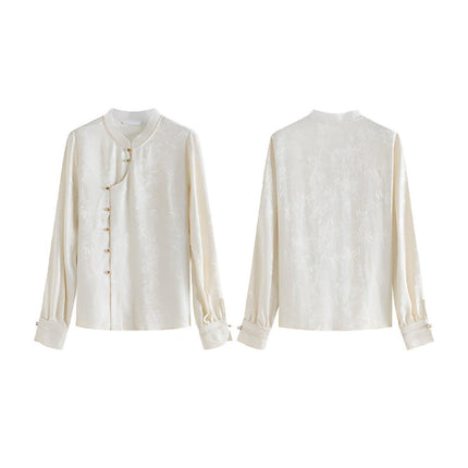 New Chinese Style Guofeng Long Sleeve Shirt Women Elegant Top Fashion Blouse - Aimall