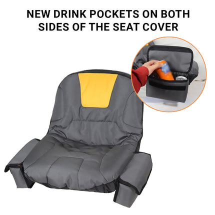 Lawn Mower Tractor Seat Cover 2 Large Side Storage Bag Outdoor Protector Gear