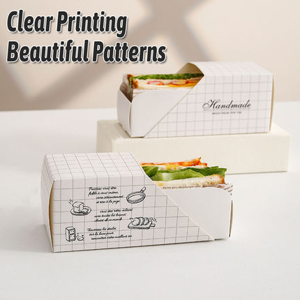 50pcs Sandwich Packing Box Paper Tray for Bread Hamburger Takeaway Food Storage