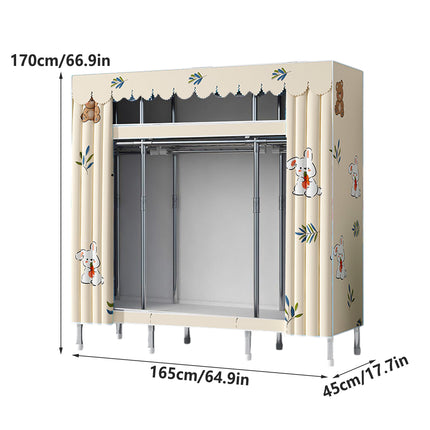 Fabric Wardrobe Closet Organizer 165x45x170cm Durable for Bedroom Storage Use