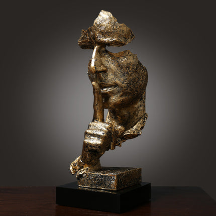 Abstract Half-Face Resin Sculpture with Distressed Metallic Finish