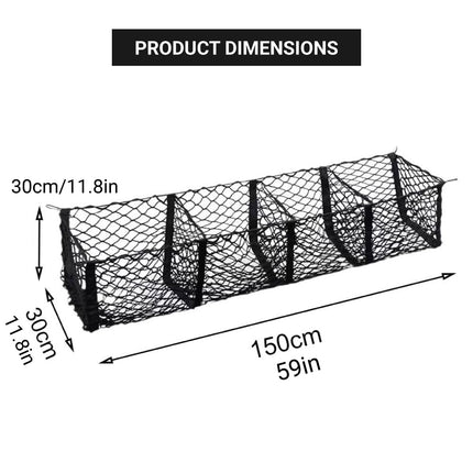 Trunk Cargo Net Bag Stereo Boot Storage Organiser SUV Pickup 4 Compartment 150cm