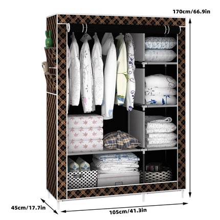 Simple Steel Frame Wardrobe Sturdy Dust-Proof for Clothes Hat Coat Storage Use