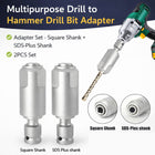2pcs Drill Bit Socket Adapter Converter Extension Set Square/SDS-Plus Shank Use