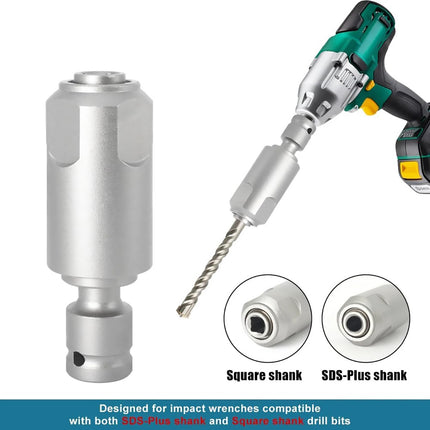 2pcs Drill Bit Socket Adapter Converter Extension Set Square/SDS-Plus Shank Use