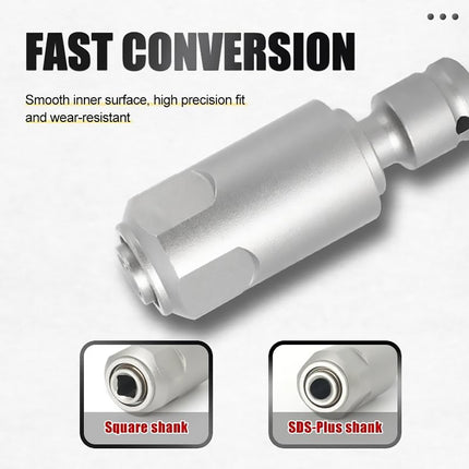 2pcs Drill Bit Socket Adapter Converter Extension Set Square/SDS-Plus Shank Use