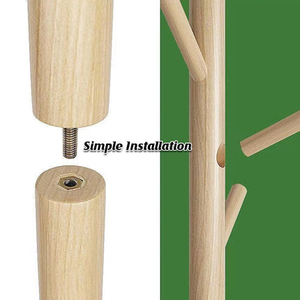 Floor-Standing Wooden Coat Rack with 8 Hooks Durable for Bedroom Entryway Use