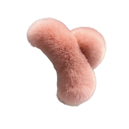 Large Plush Hair Claw Imitation Fur Big Shark Clip Faux Rabbit Fur Hair Clip - Aimall
