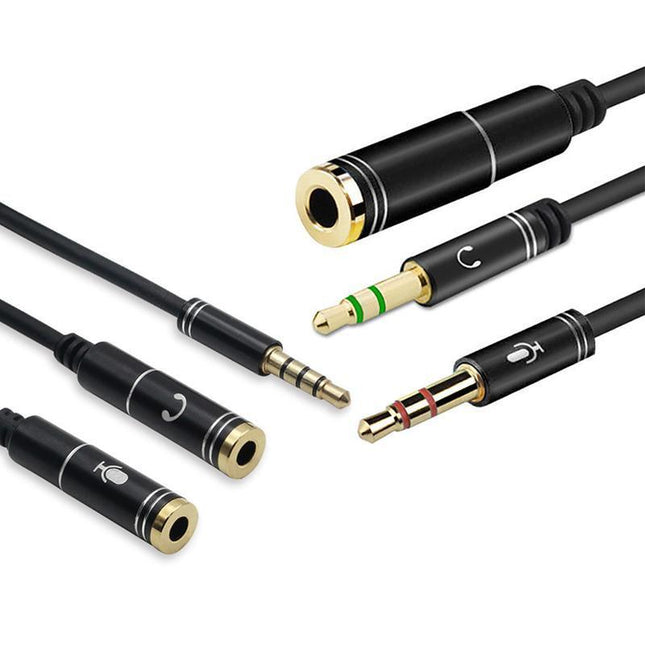 3.5mm AUX Cable Mic Audio Splitter Extension Headphone Adapter Male to Female - Aimall