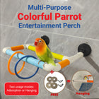 Colourful Parrot Perch Bird Stand Suction Cup or Hook for Small Birds Cage