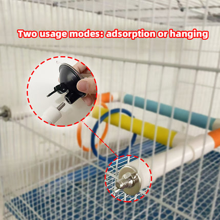 Colourful Parrot Perch Bird Stand Suction Cup or Hook for Small Birds Cage