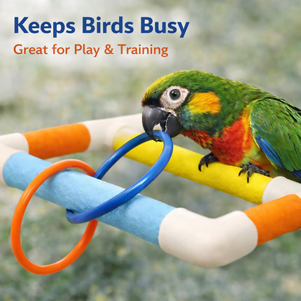 Colourful Parrot Perch Bird Stand Suction Cup or Hook for Small Birds Cage
