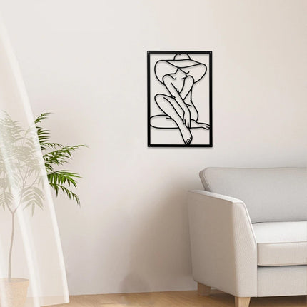 Women Line Art Iron Wall Hanging Decor for Home Aesthetic Easy Installation