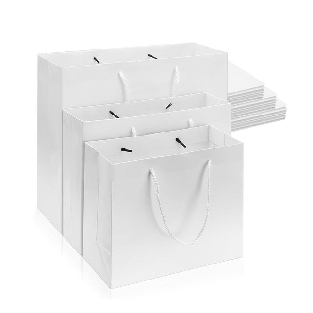 50PCS Kraft Paper Gift Bags Custom Blank Shopping Handbags for Garment Packaging