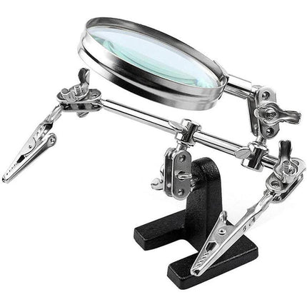 Helping 3rd Hand Soldering Iron Hobby Tool Vise Clamp Magnifying Glass + Station - Aimall