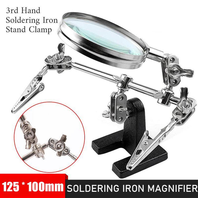 Helping 3rd Hand Soldering Iron Hobby Tool Vise Clamp Magnifying Glass + Station - Aimall