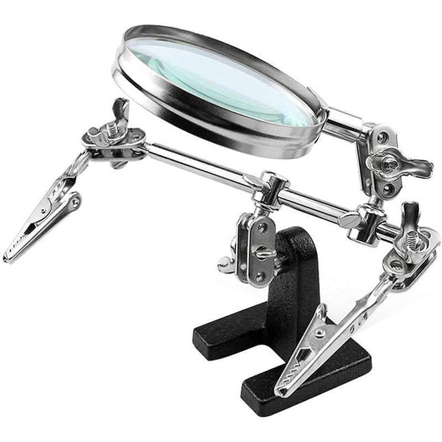 Helping 3rd Hand Soldering Iron Hobby Tool Vise Clamp Magnifying Glass + Station - Aimall