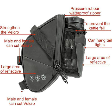 1.5L Bike Seat Bag Mountain Bicycle Tail Pouch Waterproof Kettle Storage Bag