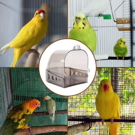 Parrot Bath Box Grey Bird Cage Accessory Bathroom Bird Bathtub for Small Birds