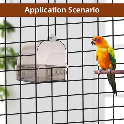 Parrot Bath Box Grey Bird Cage Accessory Bathroom Bird Bathtub for Small Birds