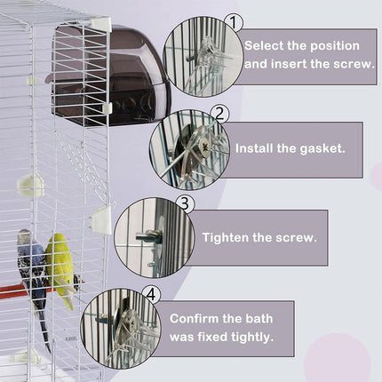 Parrot Bath Box Grey Bird Cage Accessory Bathroom Bird Bathtub for Small Birds