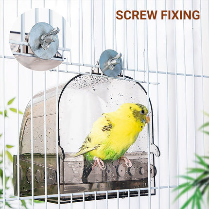 Parrot Bath Box Grey Bird Cage Accessory Bathroom Bird Bathtub for Small Birds