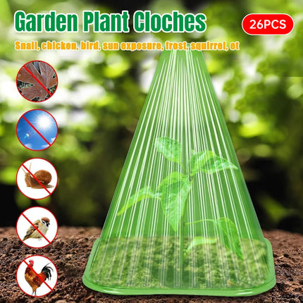 26PCS Plant Protection Cloche Seedling Cover Reusable Clear Plastic Anti Pest