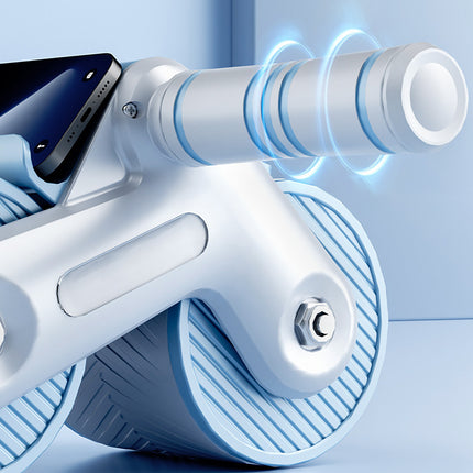 Wide Double Wheel Abdominal Roller with Auto Rebound and Phone Holder
