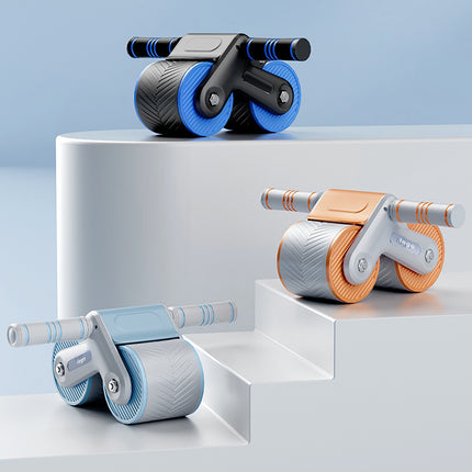Wide Double Wheel Abdominal Roller with Auto Rebound and Phone Holder