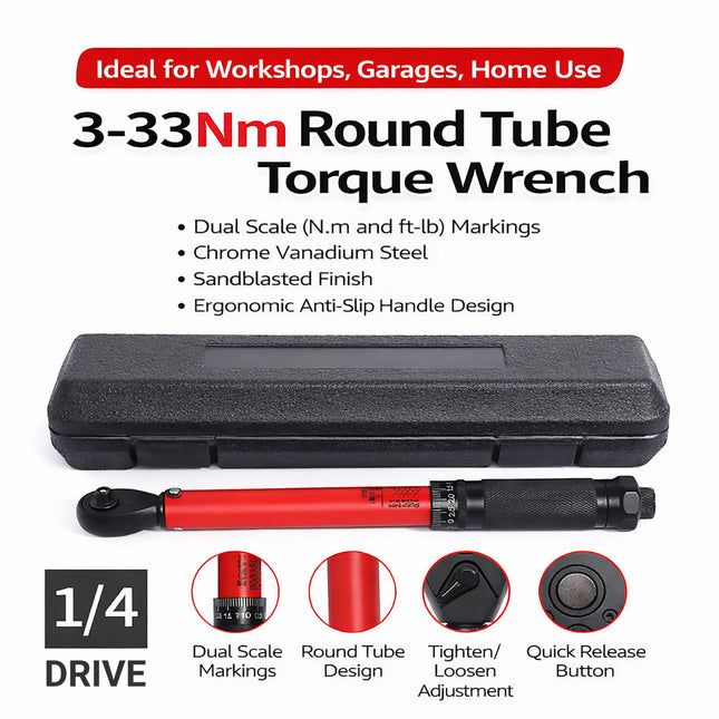 1/4 Inch Drive Torque Wrench Quick Adjustable Mechanical Ratchet Precision Tool