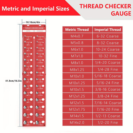 Screw and Bolt Thread Checker Gauge - Metric and Imperial Thread Identifier