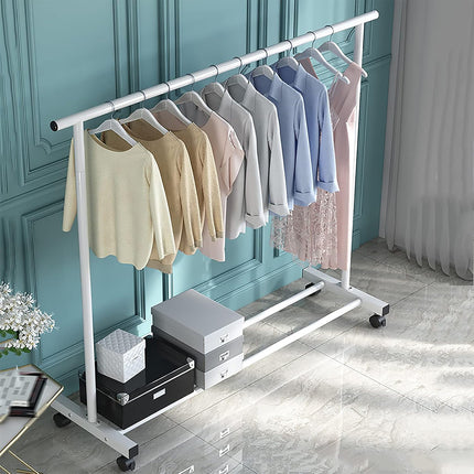 Portable Clothes Rack with Wheels Durable Iron Material for Enterway Bedroom Use