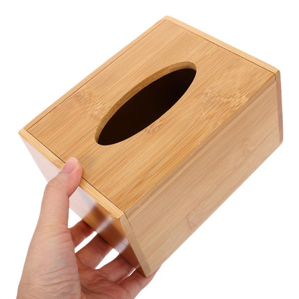 Bamboo Tissue Box Wooden Cover Dispenser Holder Storage Case for Home and Office