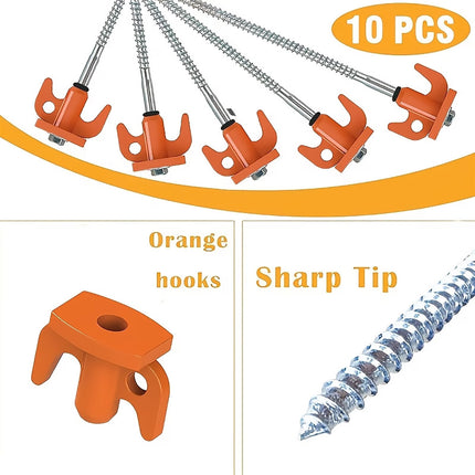 Spiral Tent Pegs 10 Pack Heavy Duty Carbon Steel Ground Stakes Screw-In 8 Inch