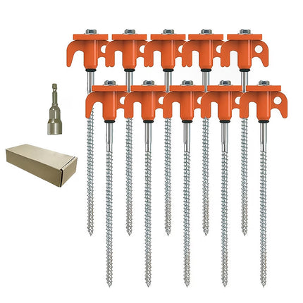 Spiral Tent Pegs 10 Pack Heavy Duty Carbon Steel Ground Stakes Screw-In 8 Inch