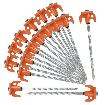 Spiral Tent Pegs 10 Pack Heavy Duty Carbon Steel Ground Stakes Screw-In 8 Inch