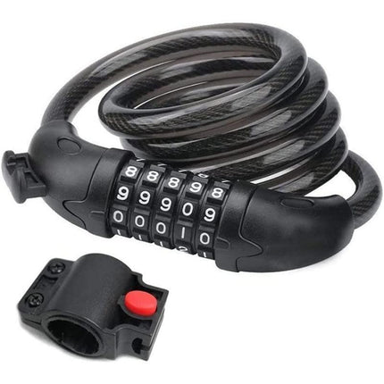 Bike Bicycle Cycling Lock 5-Digit Combination Security Cable Lock 12*1200mm - Aimall