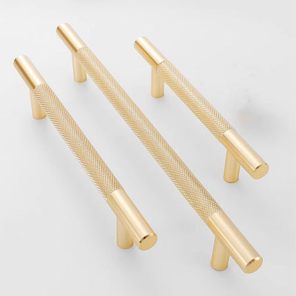 Light Luxury Cabinet Handle Full Copper Gold Straight Knurled Drawer Door Pull